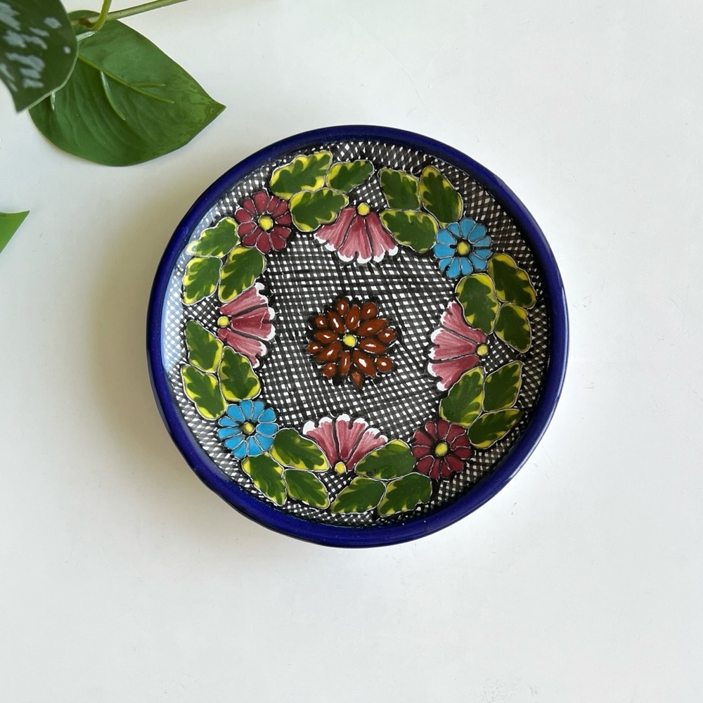 Vintage Handmade Mexican Talavera Pottery Plate Dish Decor